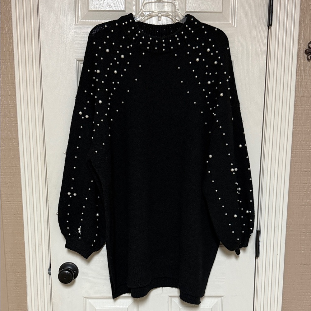 Miami Black Knit with Pearl Details